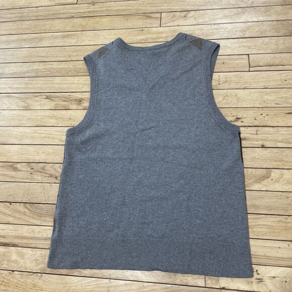 GAP Argyle Sweater Vest Wool Blend Men S Gray Brown Knit V Neck Pullover S 38" - Picture 11 of 16